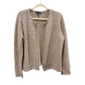 Eileen Fisher Almand Wool/ Recycled Cotton Round Neck Knit Cardigan Size M  $248
